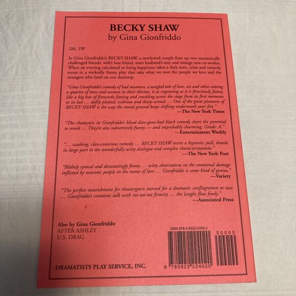 BECKY SHAW ACTING EDITION By Gina Gionfriddo 2010 Dramatists Play Service Script - Picture 2 of 8